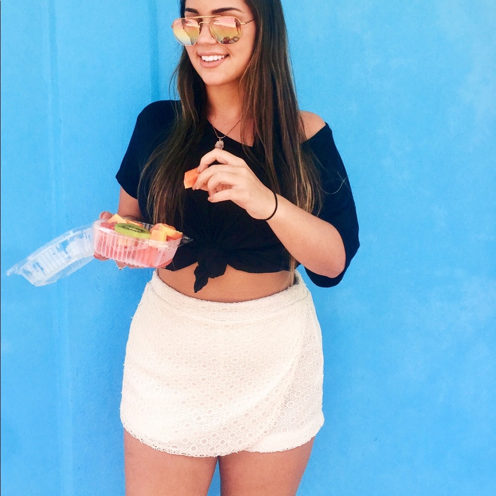 White mini skirt